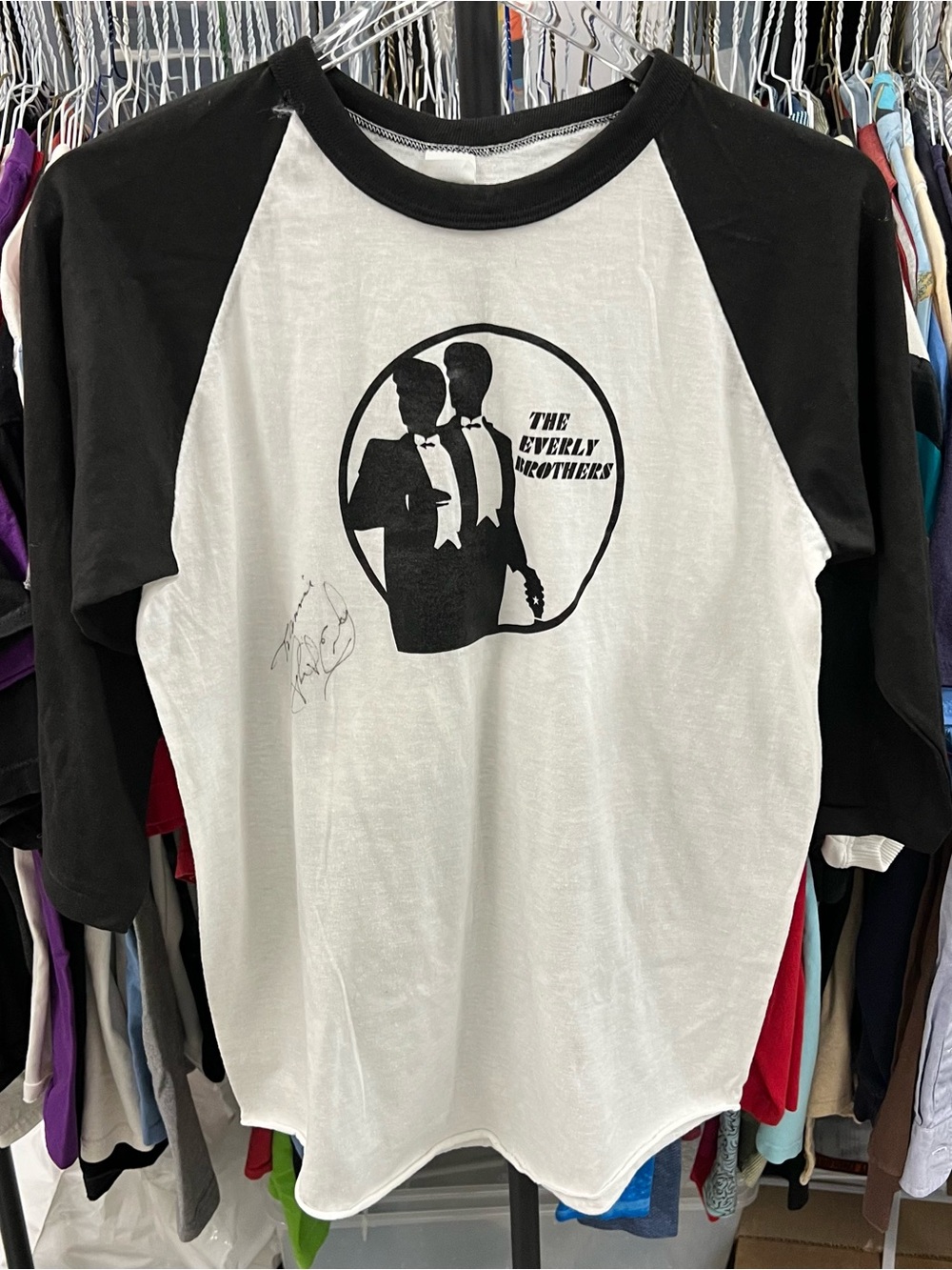 Vintage 90s Everly Brothers Raglan Signed Autographed Single Stitch Shirt Men L